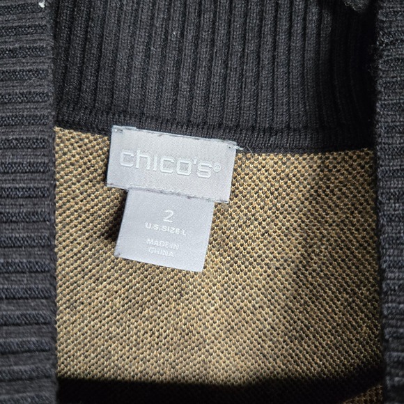 Chicos Leopard Print Mock Neck Sleeveless Sweater Top Tan Black Cashmere Blend 2 - Picture 3 of 6